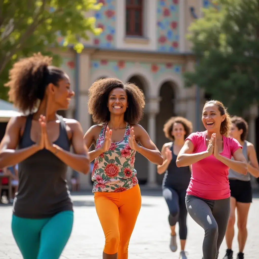 Estudiante realizando una postura de pilates en una colchoneta.